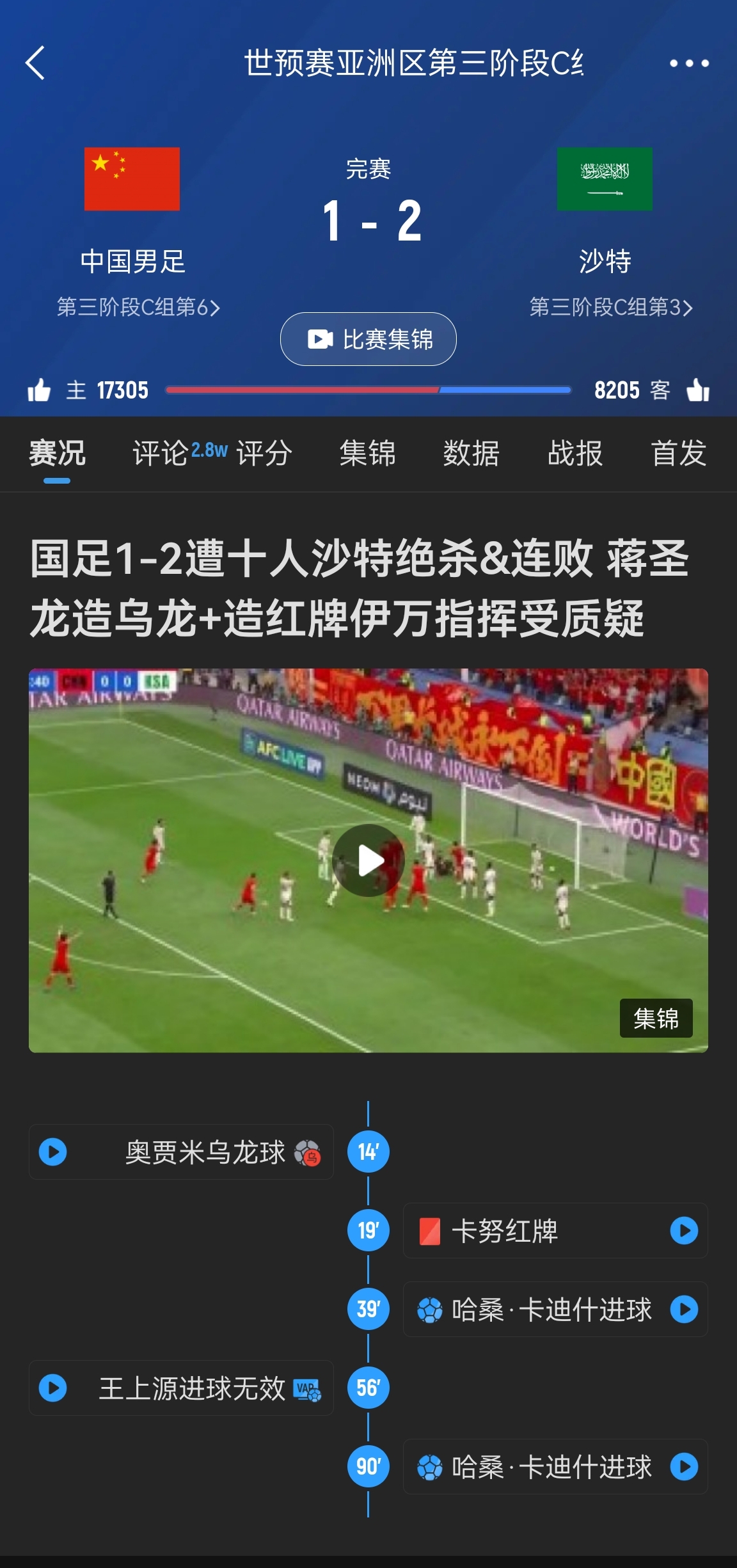 今天什么劇本？首戰(zhàn)沙特也是半場紅牌+蔣光太傷退，最后國足被翻