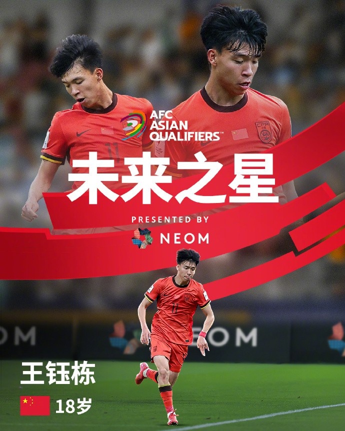 亞洲杯官方社媒發(fā)布王鈺棟個(gè)人海報(bào)：青年軍的旗幟，飄揚(yáng)在前哨